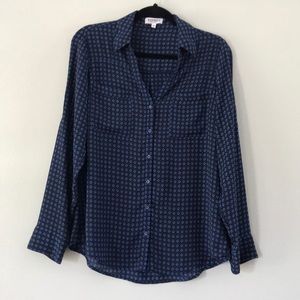 Navy Blue Express Printed Blouse